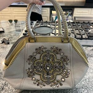 Brighton Masterpiece Anju Domed Czarina Snake Embossed Jeweled Bag